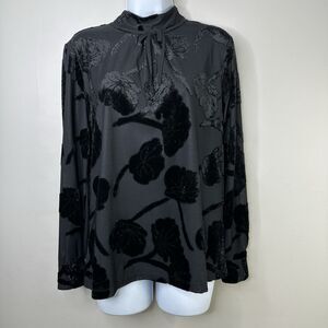 Karl Lagerfeld Top Womens Size Small Black Velvet Burnout Witch Whimsigoth Luxe